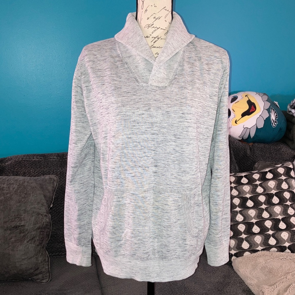 J. Crew 100% Cotton Gray Shawl Collar Pullover Sweater, XL